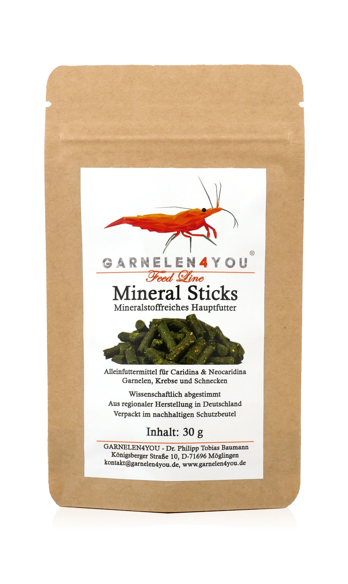 GARNELEN4YOU® Mineral Sticks – mineralstoffreiches Hauptfutter – Premium Garnelenfutter, 30g – Garnelenfutter von garnelen-pott.live Essen – Ansicht 5