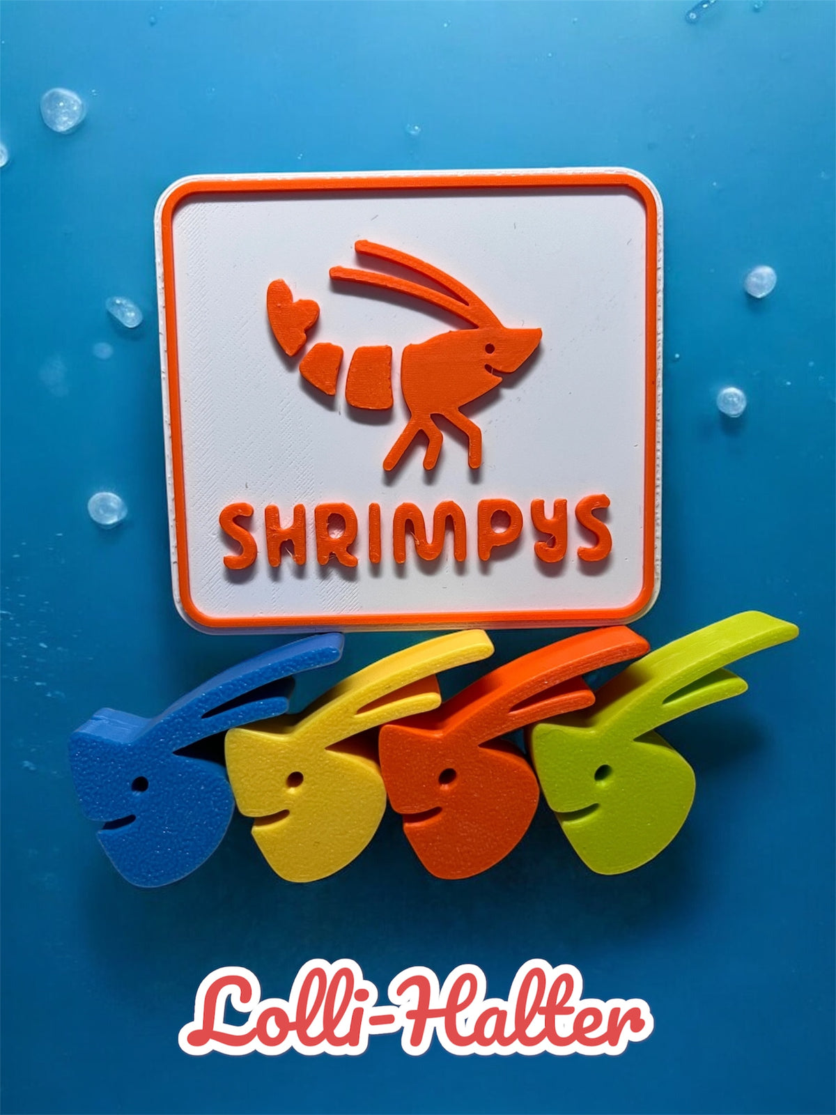 SHRIMPYS Garnelen Lolli-Halter 4er Set (grün, gelb, blau, orange) – garnelen-pott.live Essen
