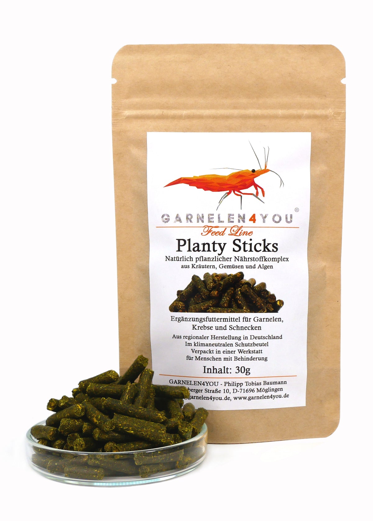 GARNELEN4YOU® Planty Sticks, 30g – Garnelenfutter von garnelen-pott.live Essen